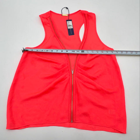 Rebecca Minkoff Women's Jaquie Tank Zip Front Daiquiri Coral Racerback Sz 8 NWT