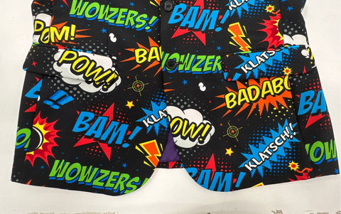 Oppo Suits Men's 3-Piece Suit Set Comic Book Pop Art POW BAM Multicolor US 42