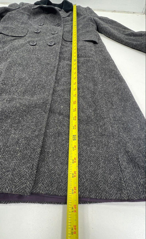 Vintage 80s Karen Petites Dbl Breasted Wool Herringbone Coat Made USA