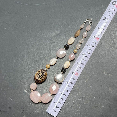 Silpada Pink Stone Pearl Beaded Necklace 75.19g