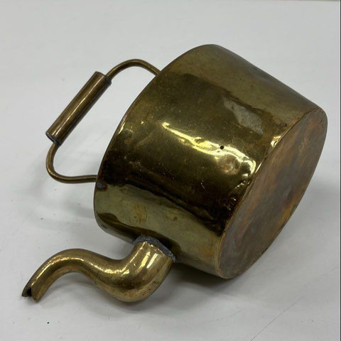 Antique Brass Tea Kettle Gooseneck Spout Oval Body Rustic Decorative 9.5"