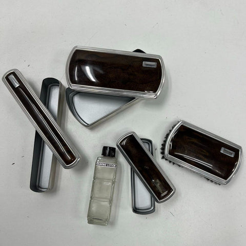 Vintage 1960s Mens Brown Leather Dopp Kit Travel Toiletry Grooming Set Case