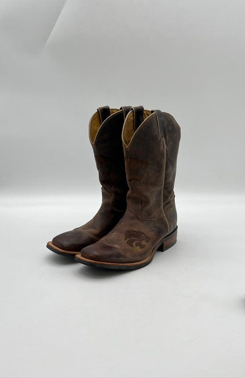 Nocona Kansas State Powercat Brown Leather Western Cowboy Boots Size 9.5D
