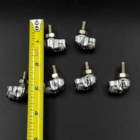 Lot of 6 Skull License Plate Bolts Chrome Custom Biker Motorcycle Car
