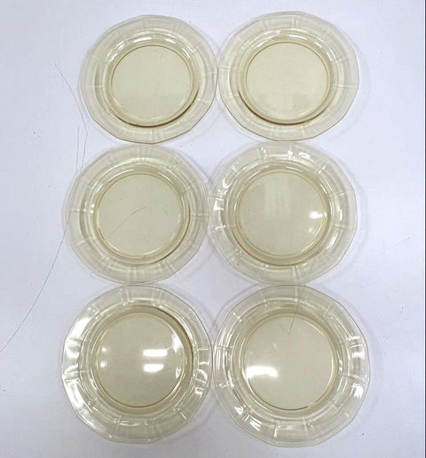 Federal Glass Patrician Spoke 6 Piece Dinner Plate Set 8 Inch Amber Depression