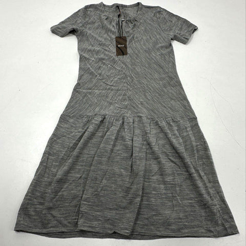 Reiss Women's Adara-Knit Dress Gray Melange Short Sleeve Dropped Waist NWT Sz XS
