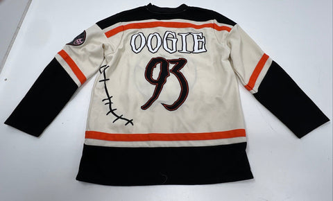 Disney Nightmare Before Christmas Oogie Boogie Hockey Jersey Cream Orange Sz SM