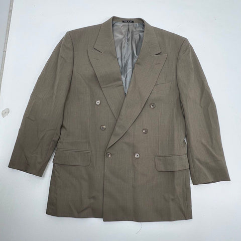 Vintage 90s Joseph Abboud Men's 2-Piece Suit Taupe Wool Double Breasted 41 32x28