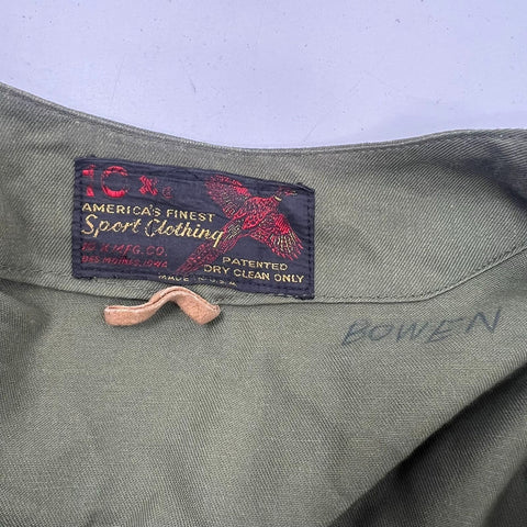 Vintage 10-X Green Canvas Padded Recoil Hunting Shooting Field Jacket USA