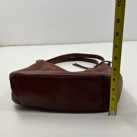 Fossil Brown Pebbled Leather Hobo Shoulder Bag Brass Hardware