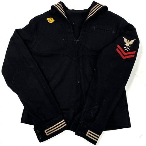 Vintage 1940s US Navy WWII Wool Sailor Jumpers Ruptured Duck Bullock Lot 2 Sz S