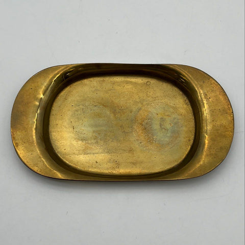 Salt and Pepper Shakers Set Vintage Brass Traditional 3 Pieces With Oval Tray