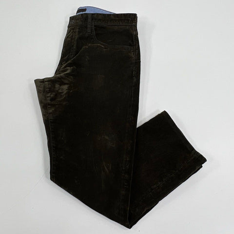 Robert Graham Men's Brown Velvet Corduroy Straight Leg Jeans Pants Size 35x30