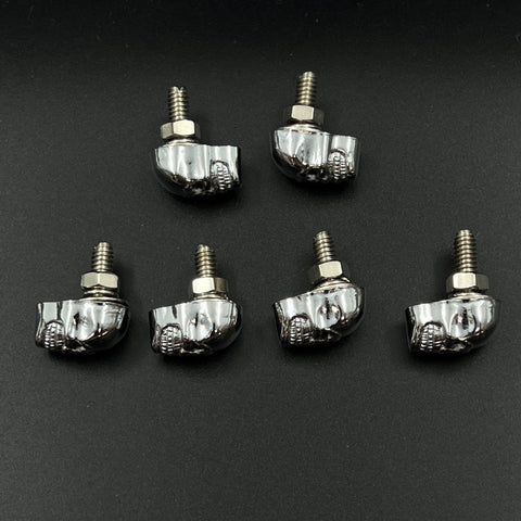 Lot of 6 Skull License Plate Bolts Chrome Custom Biker Motorcycle Car