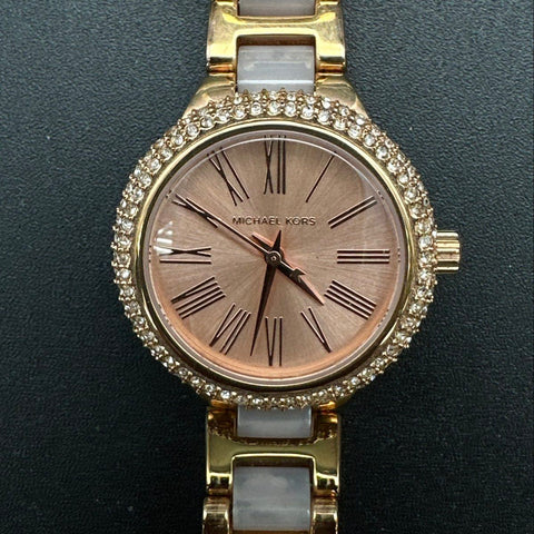 Michael Kors Watches Lot of 2 MK-5145 Chronograph & Rose Gold Tone Crystal