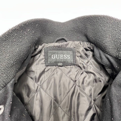 Guess Men's Black Military Field Jacket Wool Blend Coat Quilted Lining Size L