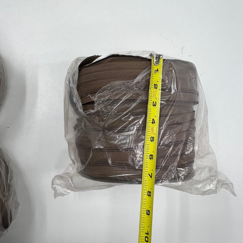 Lot of 5 Brown Continuous Coil Zipper Chain Tape Spools By The Yard Sewing