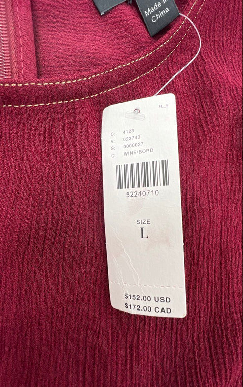 Greylin Women's Wine Burgundy Sleeveless Wide Leg Jumpsuit Tie Waist NWT Sz L