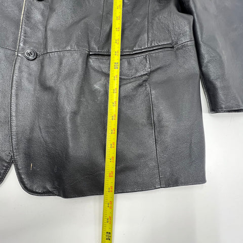 Y2K J. Ferrar Black Leather Blazer Sport Coat Jacket Men's XL