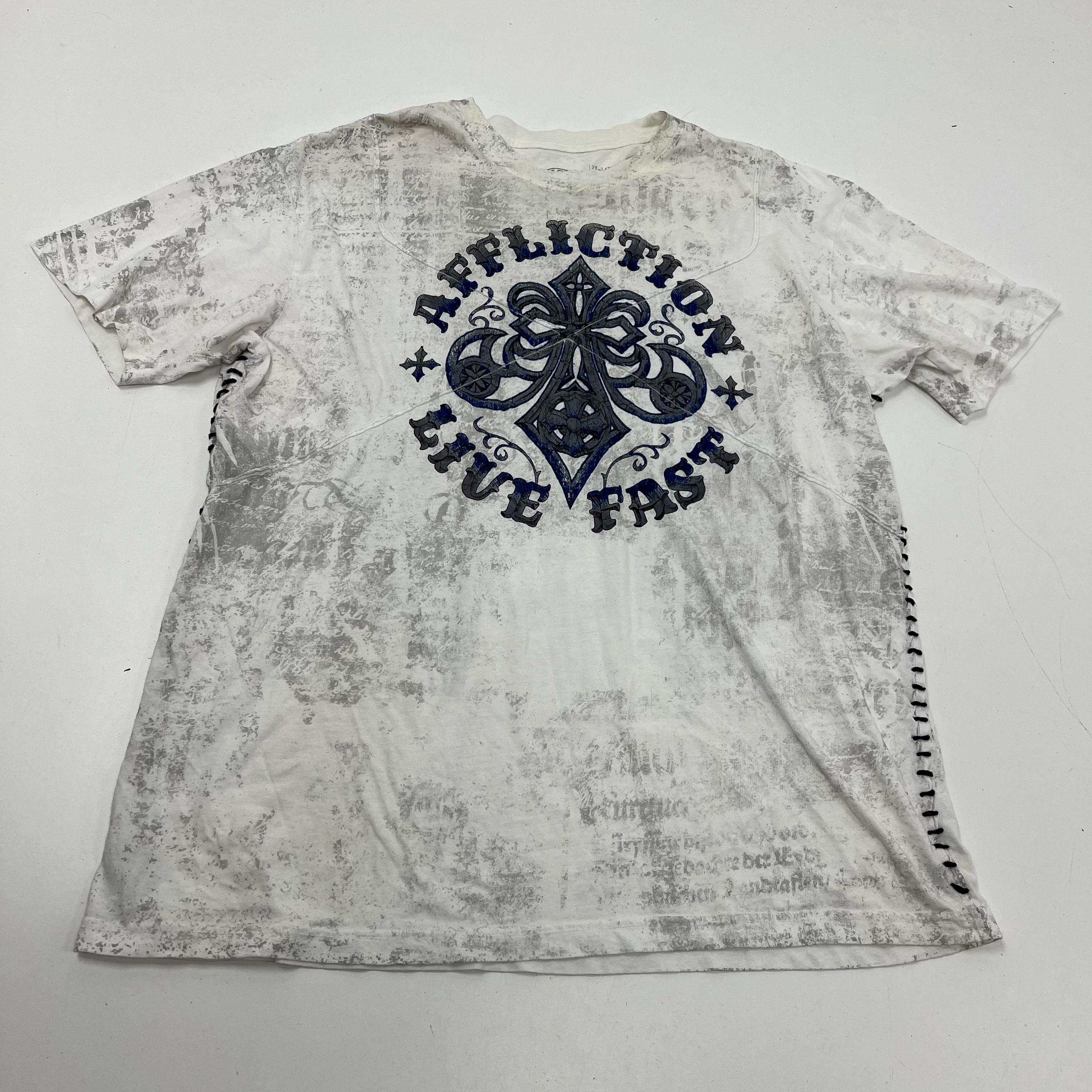 Vintage Y2K Affliction T-Shirt Lot of 2 Winged Tiger Live Fast Sz XL 2XL