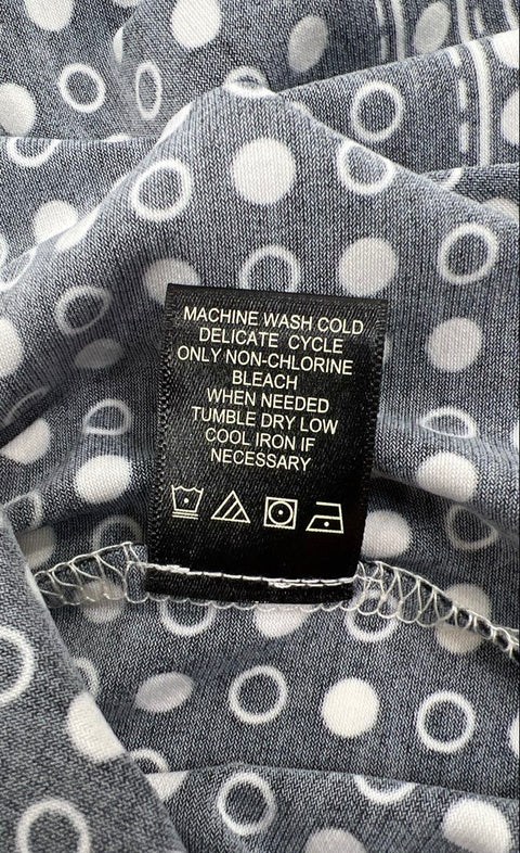 Max Studio Women's Black White Polka Dot Border Print V-Neck Dress Sz L NWT