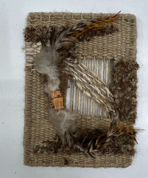 Vintage 1970s Macrame Owl & Woven Fiber Art Wall Hanging Lot Jute Feathers