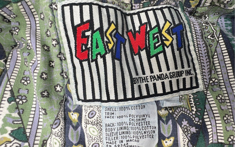 Vintage 90s East West Acid Wash Denim Parka Jacket Hooded Patterned Lining Sz L