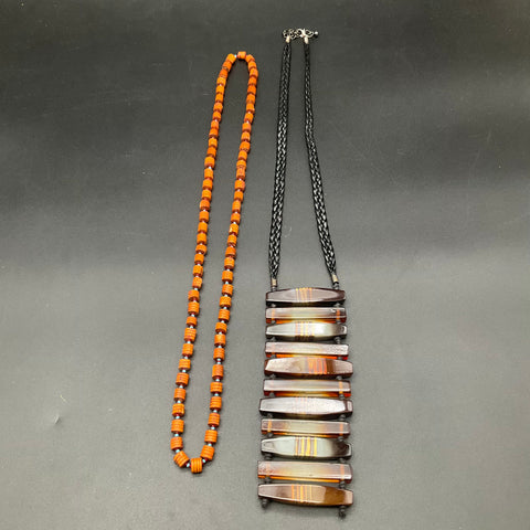 Boho Tribal Eclectic Jewelry Lot 8 Necklaces Wood Shell Beaded Natural Materials