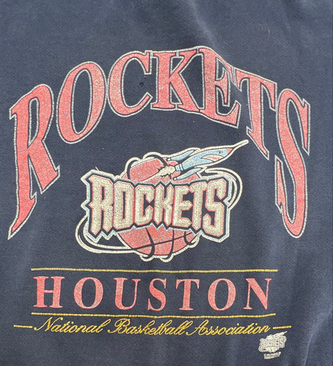 Vintage 90s Houston Rockets NBA Crewneck Sweatshirt Nutmeg Mills Navy Sz XL