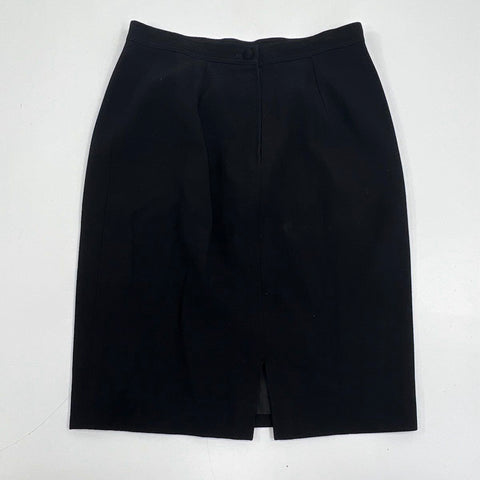 Vintage 80s Valentino Miss V Women's Black High Waist Pencil Skirt Size 12