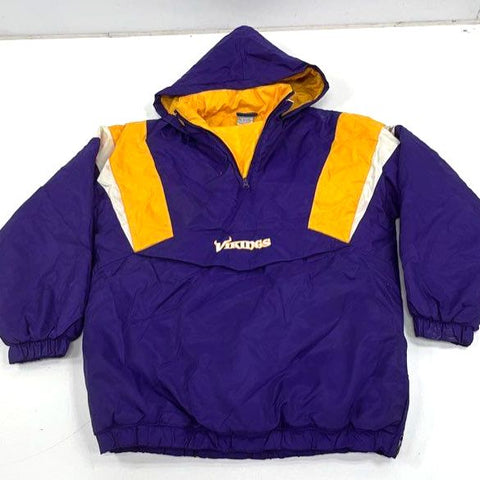 Vintage Y2K Reebok NFL Vikings Purple Pullover Puffer Jacket Kids XL 18-20