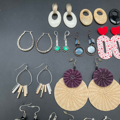 Fashion Costume Jewelry Earring Lot of 21 Pairs Boho Statement Hoops Dangles