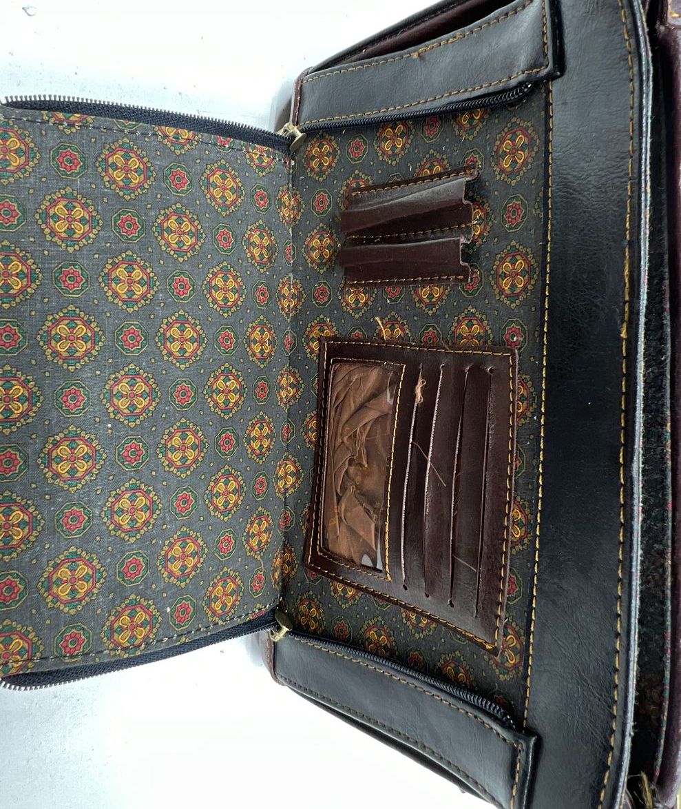 Vintage 80s Polo Player Logo Brown Black Satchel Crossbody Bag Gold Hardware