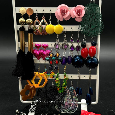 Whimsical & Boho Fashion Earring Lot of 26 Pairs Tassel Dangle Statement Studs