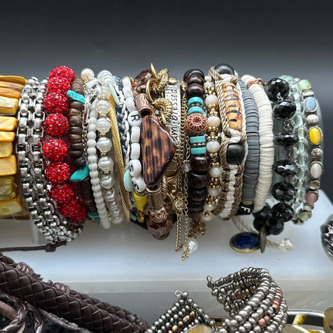 Mixed Fashion Costume Jewelry Lot Bracelets Beaded Cuff Bangle Boho Animal Print