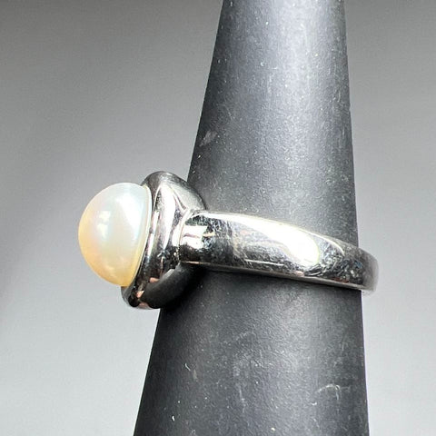 925 Sterling Silver Pearl Ring Size 6 5g