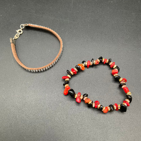 Mixed Bracelet Lot of 22 Boho Beaded Enamel Bangles Shell Rhinestone Gold Tone