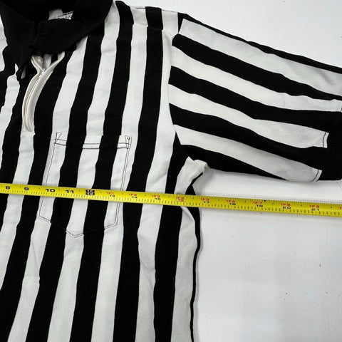Vintage 70s Sand-Knit Referee Striped Quarter Zip Polo Single Stitch USA Sz L