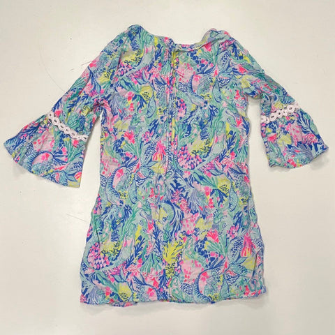 Lilly Pulitzer Women's Multicolor Tropical Rayon Bell Sleeve Tunic Dress Sz M