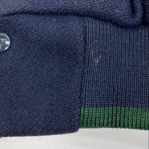 Vintage 90s Dehen Men's Blue Wool Leather Sleeve Varsity Jacket XL Embroidered