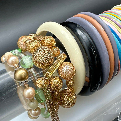 Vintage to Modern Mixed Costume Jewelry Lot of 45+ Bracelets Bangles Beaded