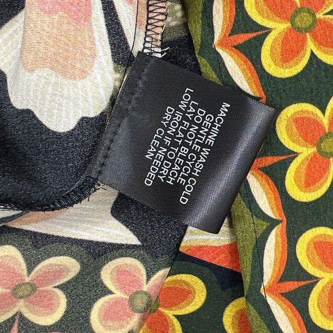 NWT Chelsea & Violet Black Orange Floral Print Popover Blouse Shirt Size 2