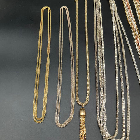 Vintage & Modern Necklace Jewelry Lot of 7 Multi-Strand Mesh Tassel Beaded Style