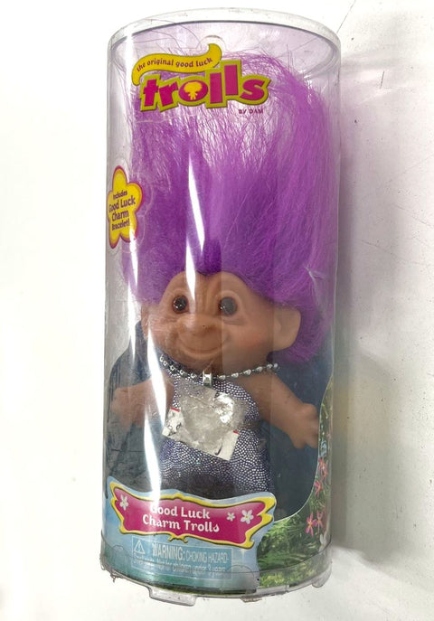 2006 DAM Good Luck Charm Trolls Doll Purple Hair Play Along Sealed NIB