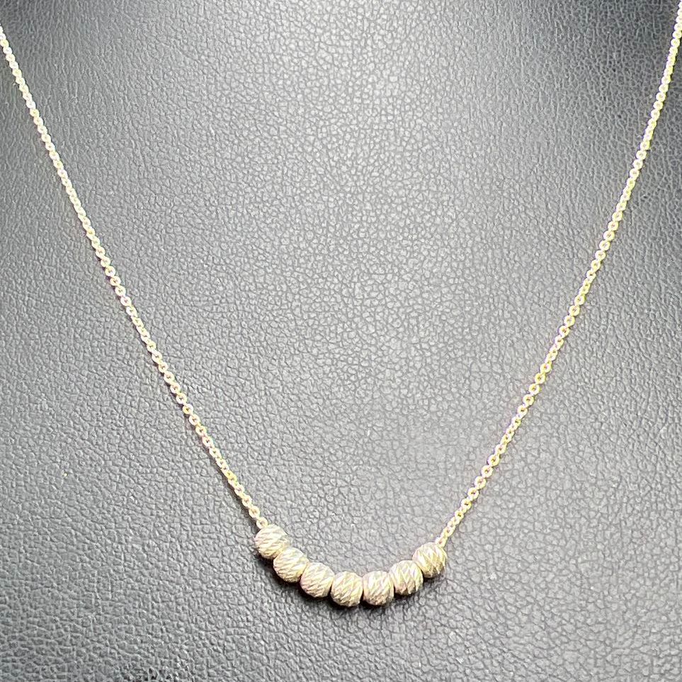 925 Sterling Silver Textured Beaded Chain Necklace 1.35g