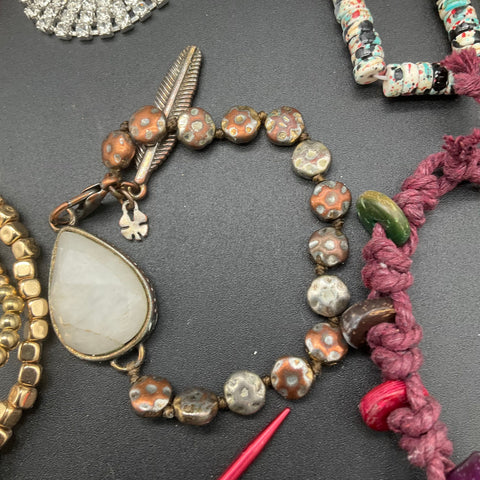 Vintage & Modern Jewelry Lot 30+ Mixed Bracelets Bangles Beaded Boho Cuff