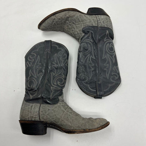 Justin 8527 Grey Elephant Leather Black Cowboy Western Boots Size 10 D