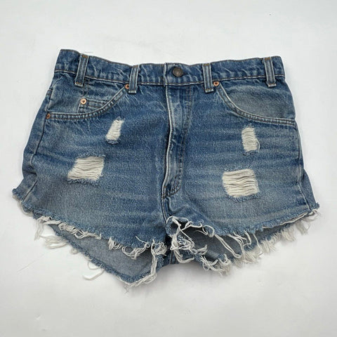 Vintage 90s Levi's Orange Tab 517 Distressed Cut Off Denim Shorts Sz 34