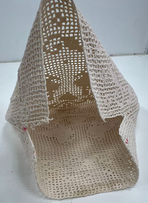 Vintage Lot of 3 Handmade Crochet Lace Pieces Filet Crochet Bag Doilies