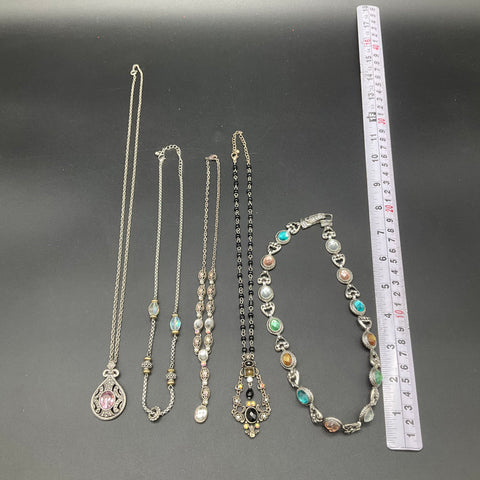 Vintage Style Fashion Jewelry Necklaces Lot of 5 Pendants Beaded Statement